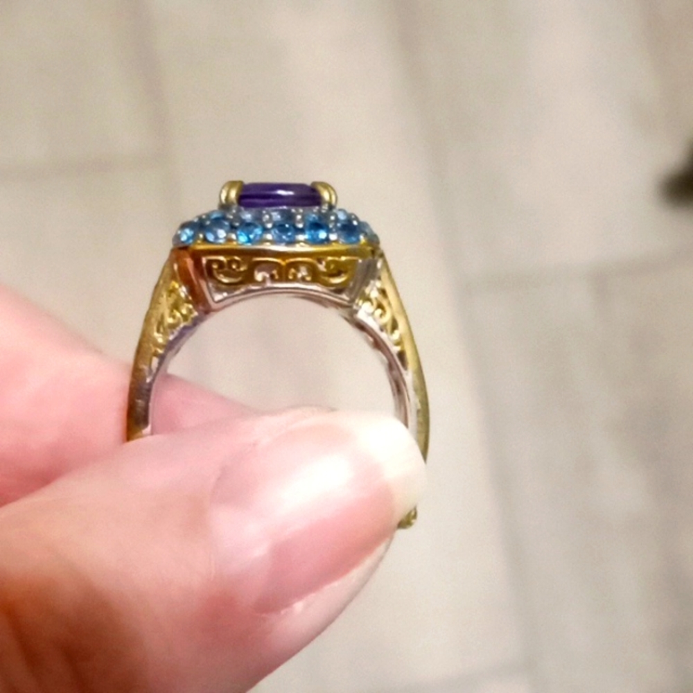 MICHAEL VALITUTTI AFRICAN AMETHYST AND NEON APATITE RING - Picture 2 of 9